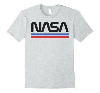Pánské tričko Nasa: Red Blue Stripes (2XL) bílé bavlna