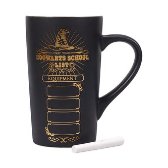 Keramický popisovatlný latte hrnek Harry Potter: School List (objem 500 ml) černý