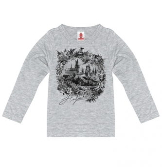 Dětské tričko Harry Potter s dlouhým rukávem: Bradavický Hrad - Hogwarts Castle (výška 152 cm) šedá bavlna