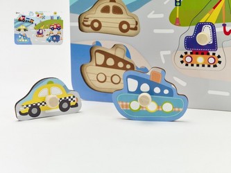 Vkládačka/Puzzle deskové obrysové dopravní prostředky dřevo 30x21cm ve fólii 18m+