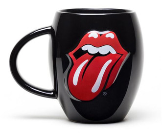 Oválný černý keramický hrnek The Rolling Stones: Jazyk (objem 450 ml)