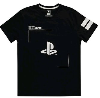 Pánské tričko Playstation: Black & White (L) černé bavlna