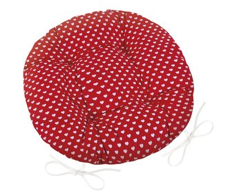 Sedák Adéla prošívaný kulatý - červená srdíčka - průměr 40 cm