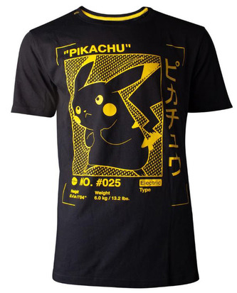 Pánské tričko Pokémon: Pikachu Profile (L) černá bavlna