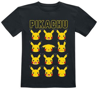 Dětské tričko Pokémon: Pikachu Faces (9-11 let) černá bavlna