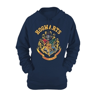 Unisex pánská mikina s kapucí Harry Potter: Hogwarts|Bradavice znak (2XL) modrá bavlna-polyester