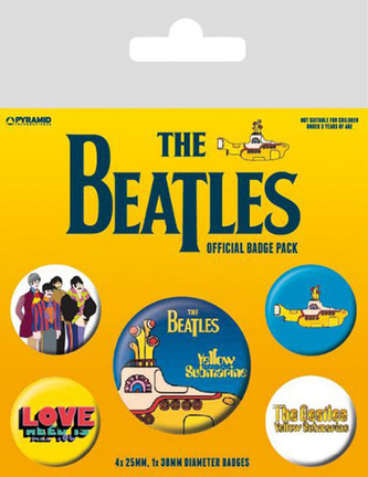 Placky The Beatles: Yellow Submarine set 5 kusů (25 mm|38 mm)