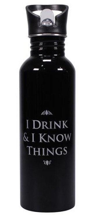 Kovová láhev na pití Game Of Thrones|Hra o trůny: I Drink & I Know Things (objem 750 ml)