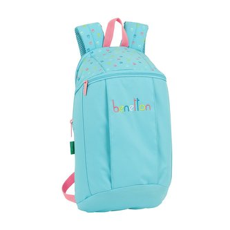 Jednoduchý batoh Benetton: Candy vzor 12075 (objem 8,5 litrů|22 x 39 x 10 cm) modrý polyester