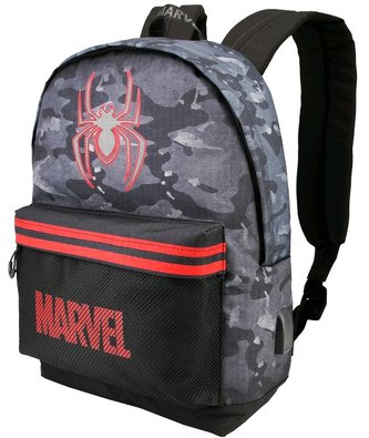 Batoh Marvel|Spiderman: Logo (objem 25,2 litrů|30 x 42 x 20 cm) šedý polyester