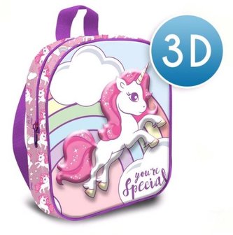 3D dětský batoh Unicorn|Jednorožec: You're Special (objem 7,2 litrů|24 x 30 x 10 cm) růžový polyester