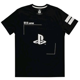 Pánské tričko Playstation: Black & White (S) černé bavlna