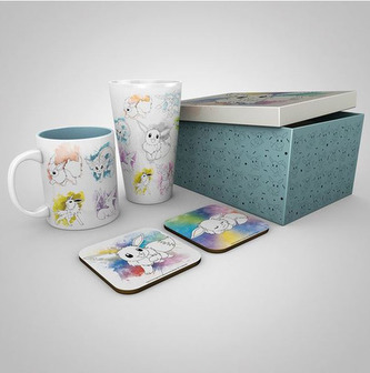 Dárkový set Pokemon: Eevee (objem sklenice 500 ml, hrnek 300 ml, 2 tácky 10 x 10 cm)