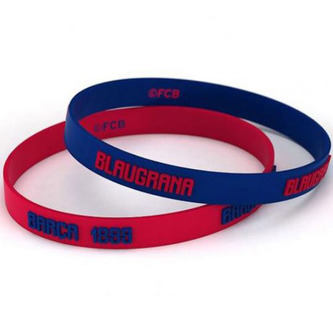 Silikonový náramek FC Barcelona: Set 2 kusy (průměr 6 cm)