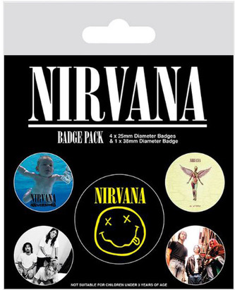 Placky Nirvana: Iconic set 5 kusů (průměr 2,5 cm|3,8 cm)