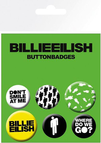 Placka Billie Eilish: Stickman Set 6 placek (průměr 2,5 cm|3,2 cm)