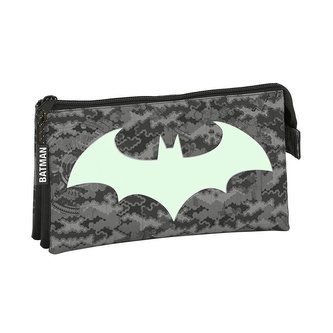 Trojitý penál na tužky DC Comics|Batman: vzor 12004 (22 x 12 x 3 cm) černý polyester