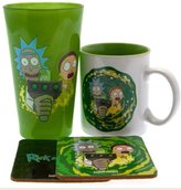 Dárkový set Rick And Morty: Portal (objem sklenice 500 ml, hrnek 300 ml, 2 tácky 10 x 10 cm)