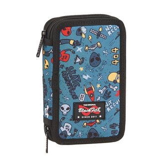 Dvoudílné školní pouzdro Blackfit 8: vzor 42041 28 položek (12,5 x 19,5 x 4 cm) modrý polyester