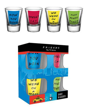 Sklenice štamprle Friends|Přátelé: Set 4 kusů (objem 60 ml|výška 6 cm)