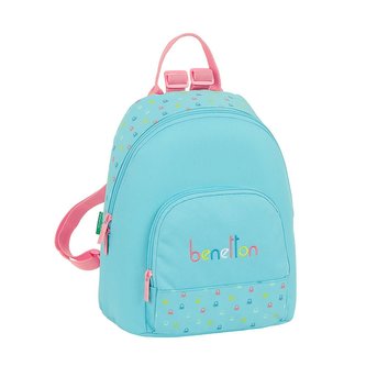 Městský dámský batoh Benetton: Candy vzor 12075 (objem 10 litrů|25 x 30 x 13 cm) modrý polyester