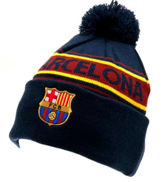 Zimní pletená čepice FC Barcelona: Ski s bambulí (universální) modrá akryl