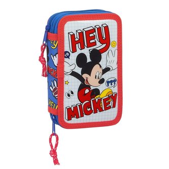 Dvoudílné naplněné školní pouzdro Mickey Mouse: vzor 12014 (19,5 cm x 12,5 cm) polyester