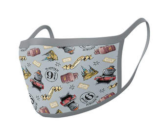 Ochranná rouška na ústa Harry Potter: Vlak do Bradavic - Hogwarts Express (univerzální) šedá