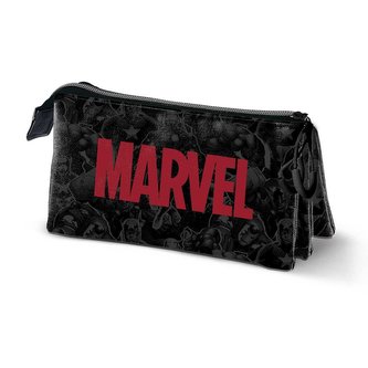 Trojitý penál na tužky Marvel: Logo (23 x 10 x 5 cm) polyester
