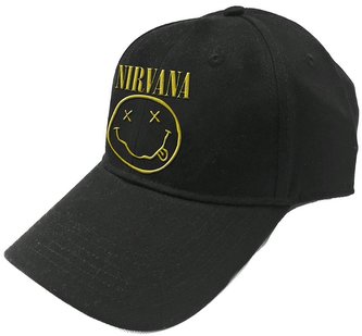 Kšiltovka Nirvana: Logo & Smiley (universální) černá bavlna