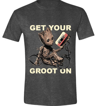 Pánské tričko Marvel|Guardians of the Galaxy 2|Strážci galaxie: Get Your Groot On (2XL) šedé bavlna