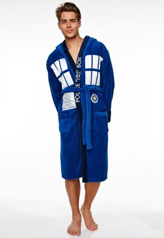 Pánský fleece župan Doctor Who: Police Box (univerzální) modrý