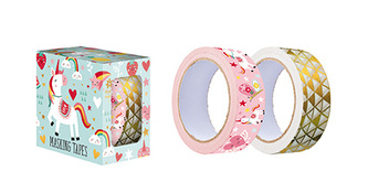 Janod DISPLEJ lepící washi páska 2 motivy Jednorožec a Liška 12 ks