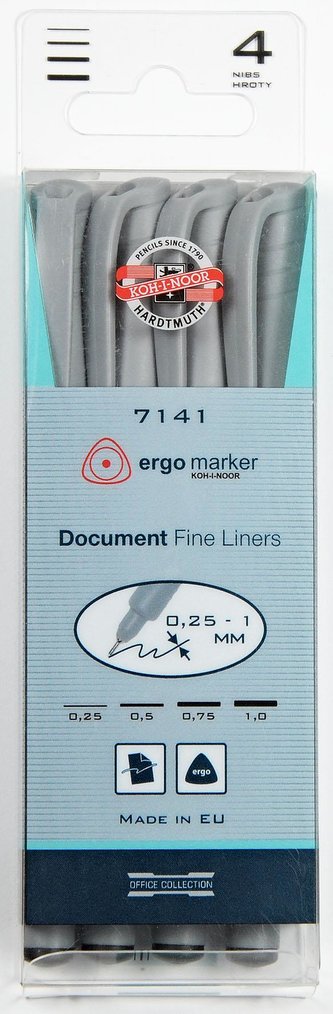 Koh-i-noor popisovač jemný fine liner 7141 0,25mm/ 4ks