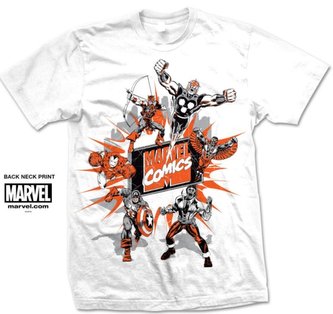 Pánské tričko Marvel Comics: Montage Logo (S) bílá bavlna