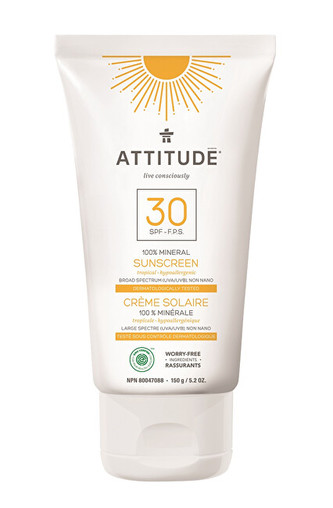 ATTITUDE 100% minerální opalovací krém ATTITUDE SPF 30 s vůní Tropical 150 g