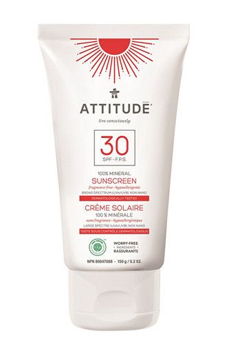 ATTITUDE 100% minerální opalovací krém ATTITUDE SPF 30 bez vůně 150 g