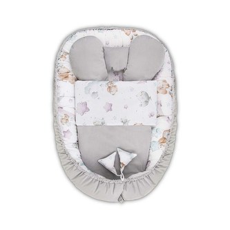 Hnízdečko s peřinkou pro miminko Velvet Belisima Teddy on the moon