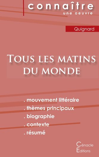 Fiche de lecture Tous les matins du monde (Analyse littéraire de référence et résumé complet)
