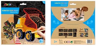 Škrabací obrázky 8ks Stroje