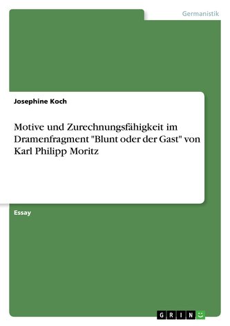 Motive und Zurechnungsfähigkeit im Dramenfragment \"Blunt oder der Gast\" von Karl Philipp Moritz