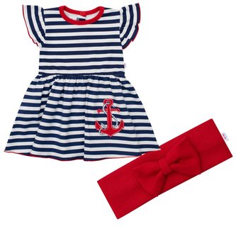 Kojenecké bavlněné šatičky s čelenkou New Baby Marine - velikost 68 (4-6m)