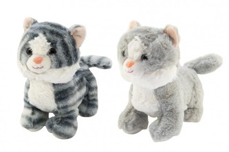 Kočka/Kočička stojící plyš 2 barvy 23cm v sáčku 0+