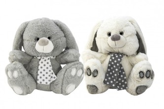 Zajíc/Zajíček sedící se šátkem plyš 30cm 2 barvy v sáčku 0+