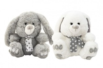 Zajíc/Zajíček sedící se šátkem plyš 20cm 2 barvy v sáčku 0+