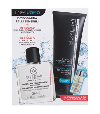 Collistar Linea Uomo balzám po holení Linea Uomo Sensitive Skins After-Shave 100 ml + šampon Anti-Hair Loss Redensifying Shampoo 100 ml + koncentrát proti vypadávaní vlasů Anti-Hair Redensifying Concentrate 6 ml