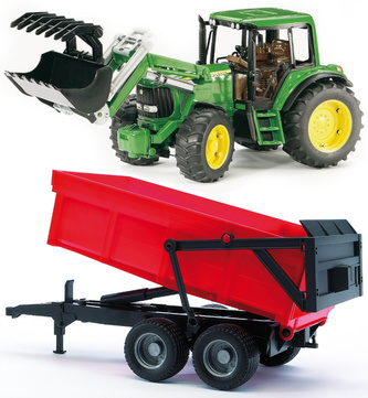 Bruder Traktor s čelním nakladačem a valníkem
