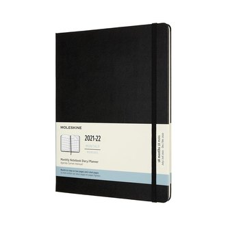 Moleskine Měsíční diář 2021-2022 tvrdý černý XL