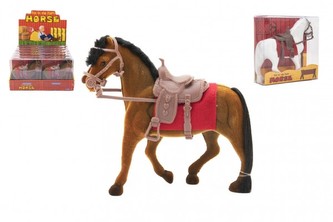 Kůň fliška se sedlem 18cm 3 barvy v krabičce 16x16,5x5,5cm 12ks v boxu