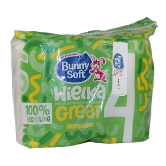 Bunny soft toaletní papír 4 ks 3 vrstvý 300 útržků 100 % cellulosa